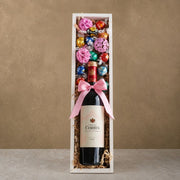 Gift with Red Wine and Chocolates
