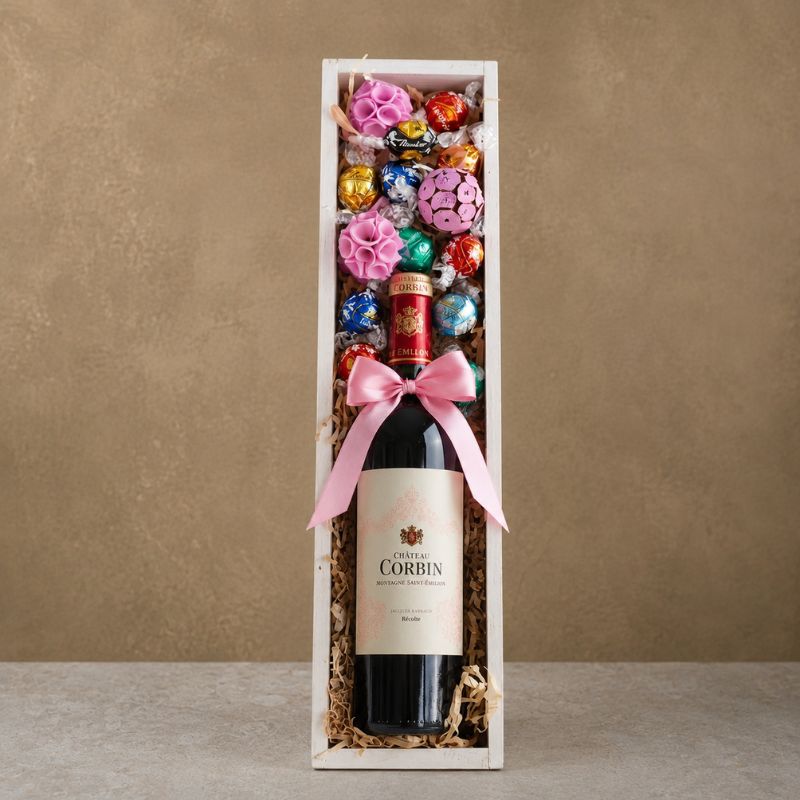 Gift with Red Wine and Chocolates-1