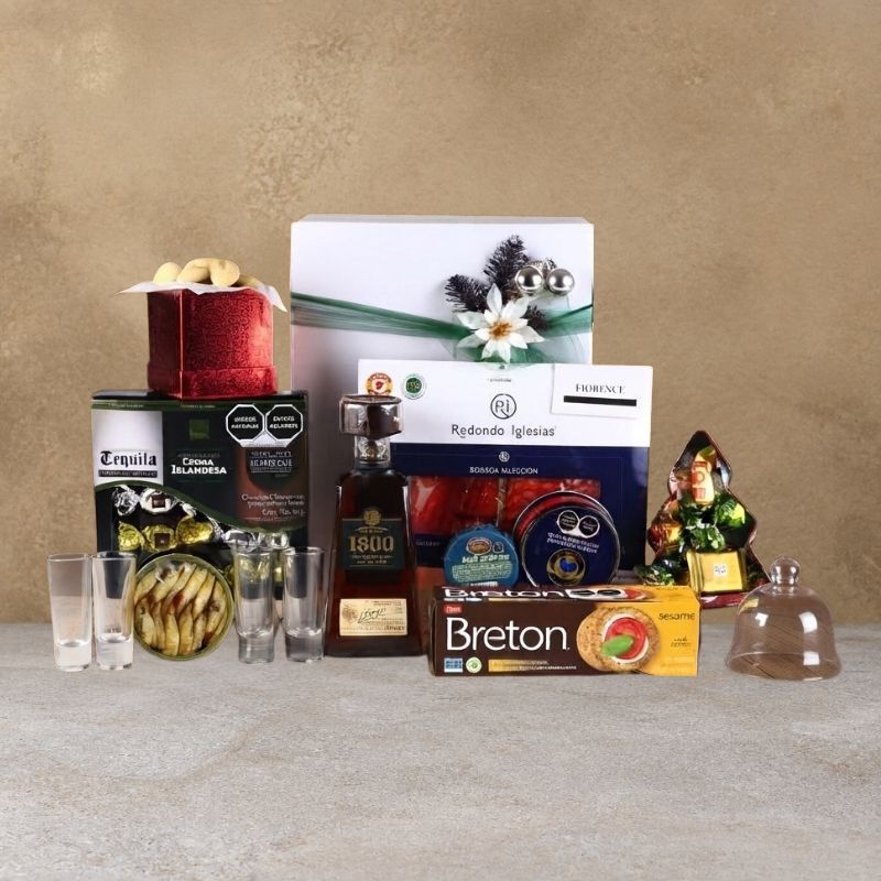 Tequila 1800 Añejo Deluxe Christmas Gift Box – Charcuterie, Cheese & Chocolate Truffles-2