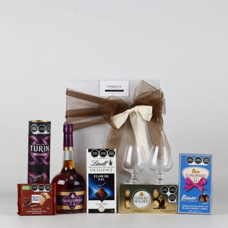 Courvoisier & Dark Chocolate Gift Box: Fine Cognac & Dark Cocoa Selection