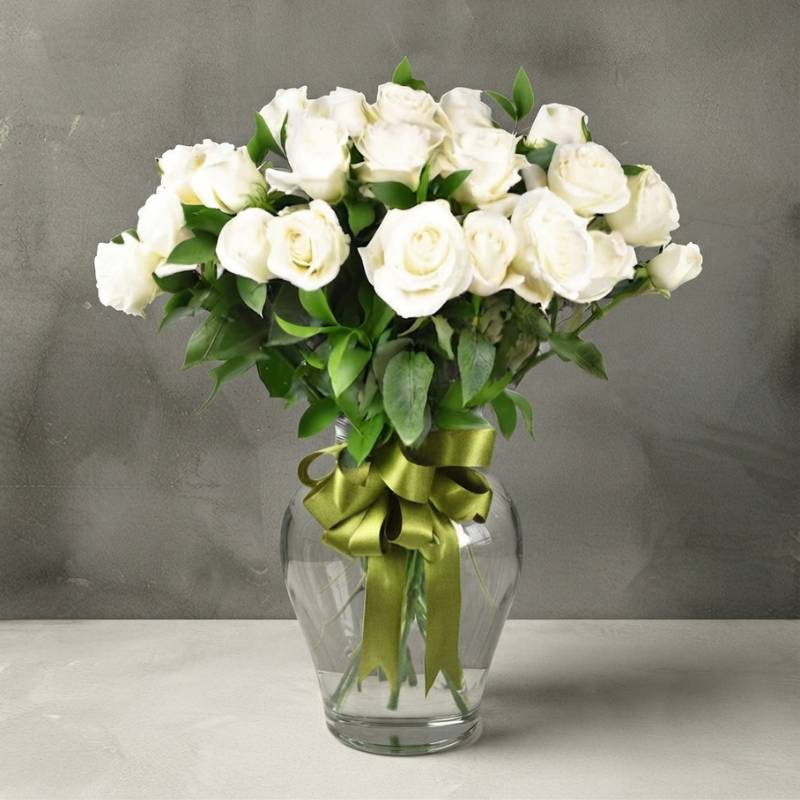 Rest in Peace | 24 White Roses Sympathy Arrangement