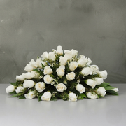 Rose Casket Cover | White Roses Sympathy Tribute
