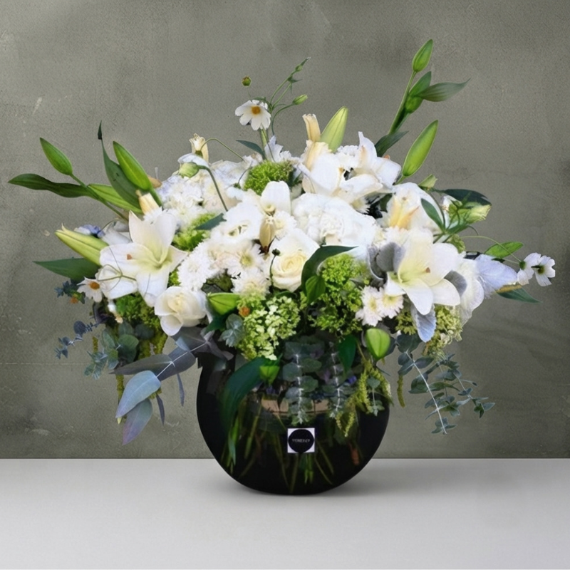 We Are With You | White Sympathy Floral Arrangement