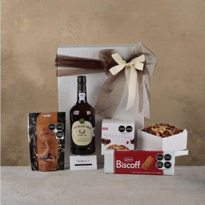 Premium Gift: Ferreira Porto Wine with Chocolates and Gourmet Cookies