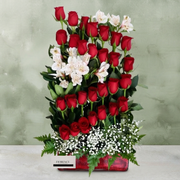Romantic 24 Red Roses Arrangement | Glass Vase