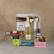 Premium Alcohol-Free Luxury Gift Box with White Freixenet, Biscuits, Tea and Gourmet Jam