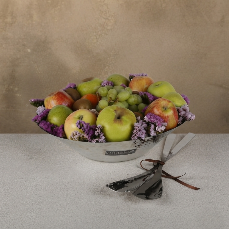 Stainless Steel Salad Bowl with Fresh Fruit