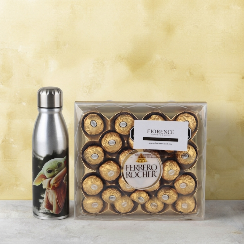 Gift Set with Stainless Steel Grogu Thermos & Ferrero Rocher Box