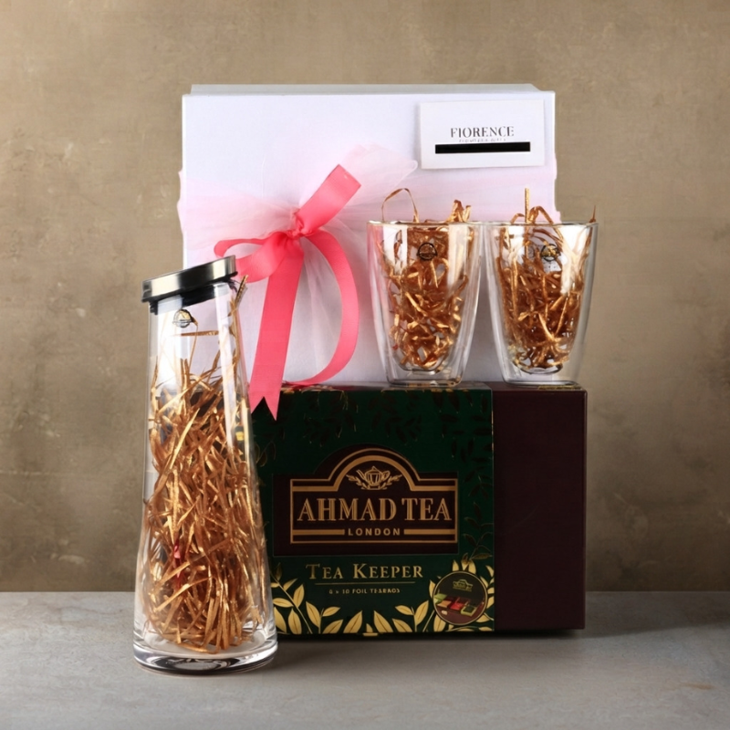 "Ahmad Tea" imported teas with Glass Pitcher and Double-Wall Glass Set by Vivo Villeroy & Boch.