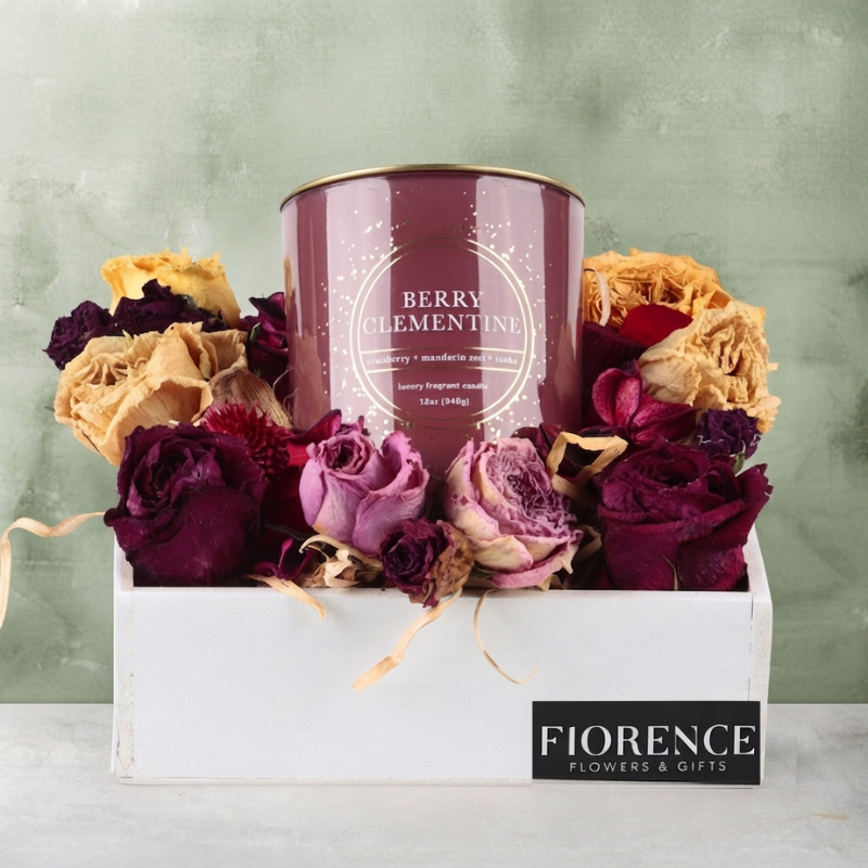 Scented Candle & Dried Flowers Gift Set