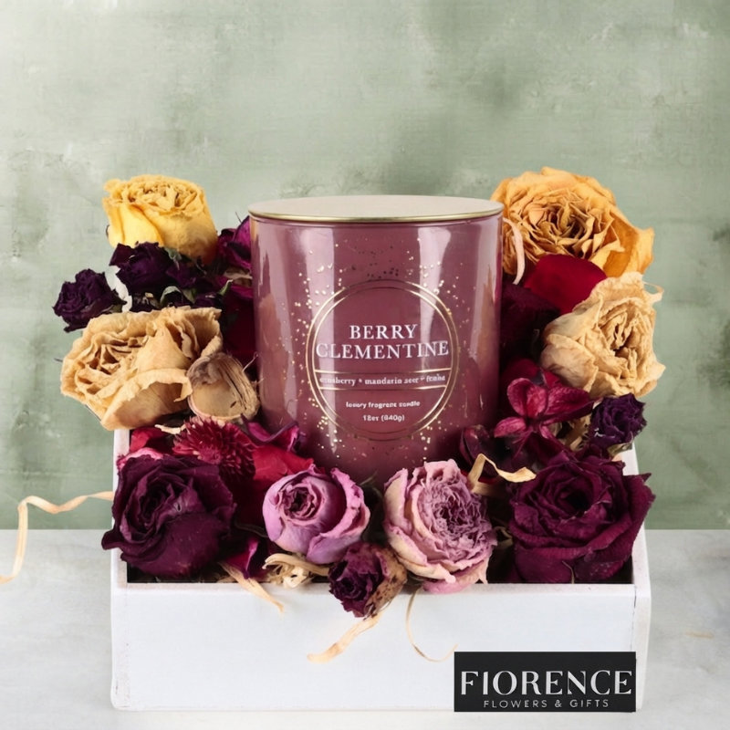 Scented Candle & Dried Flowers Gift Set