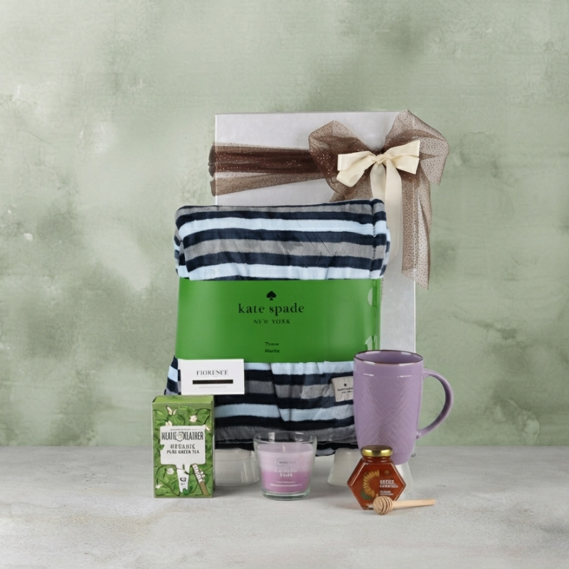 Cozy Moments Gift Set – Kate Spade Blanket, Tea and Honey