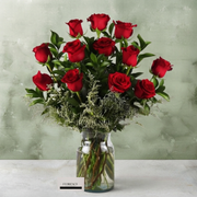 12 Roses in a Glass Vase | Classic Floral Arrangement