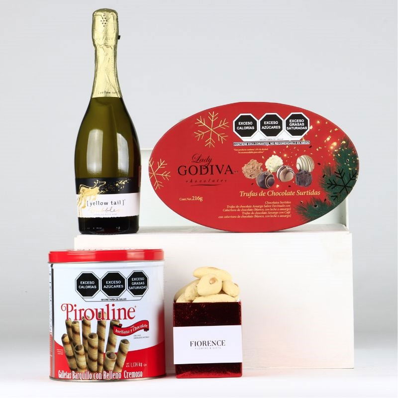 Gift with Yellow Tail Sparkling White Wine and Chocolates - Giftbaskets México