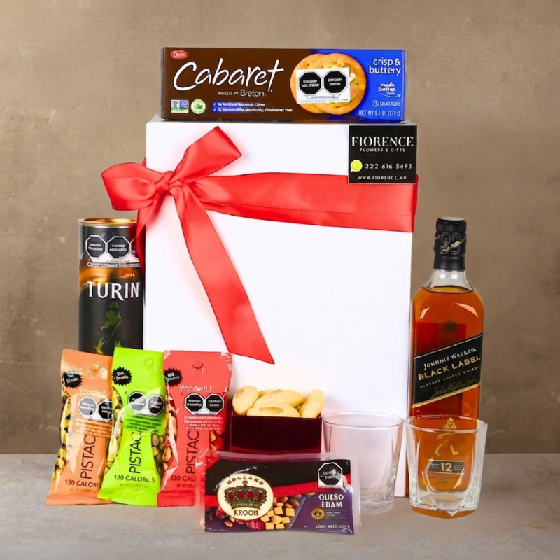 Caja de Regalo con Whisky y selección gourmet.