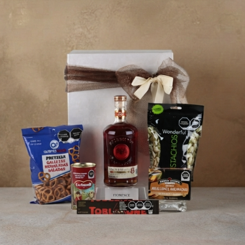 Luxury Bacardi Rum Giftt with Gourmet Savory and Sweet Treats