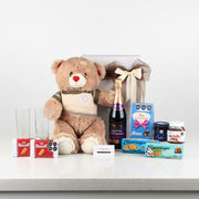 Gift Set with Teddy Bear, Chocolates and Sparkling Wine