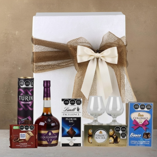 Courvoisier & Dark Chocolate Gift Box: Fine Cognac & Dark Cocoa Selection