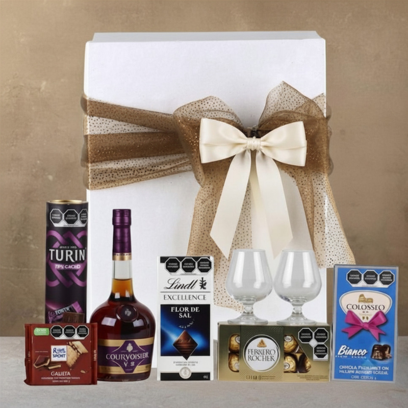 Courvoisier & Dark Chocolate Gift Box: Fine Cognac & Dark Cocoa Selection