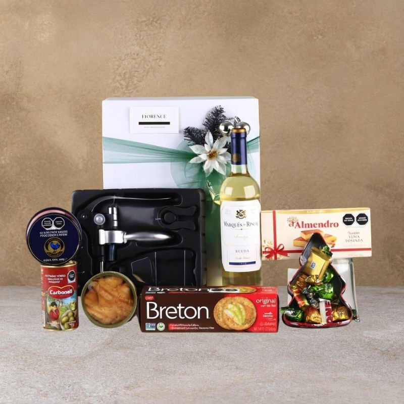 Luxury Spanish White Wine Marqués del Riscal & Gourmet Christmas Gift Set