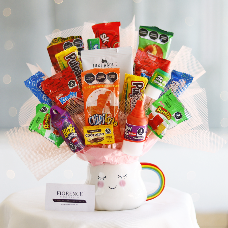 Special Sweetness Cloud Ceramic Mug Candy Bouquet - Giftbaskets México