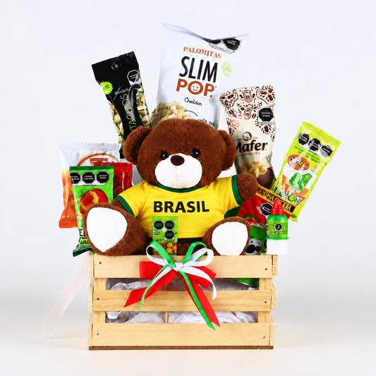 "World Cup Fan" Customizable Gift Crate: Snacks & Personalized Teddy Bear