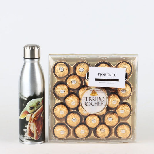 Gift Set with Stainless Steel Grogu Thermos & Ferrero Rocher Box