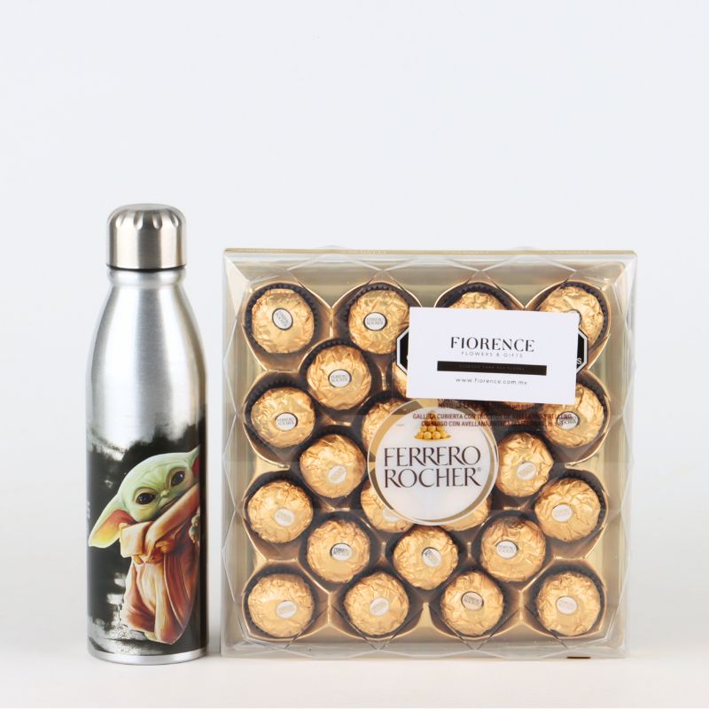 Gift Set with Stainless Steel Grogu Thermos & Ferrero Rocher Box