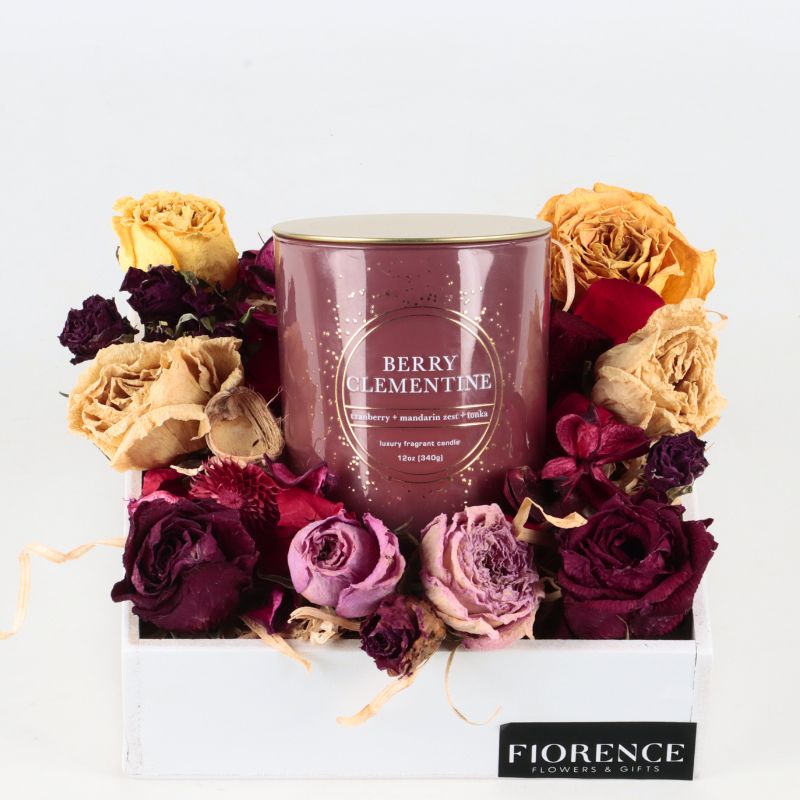 Scented Candle & Dried Flowers Gift Set