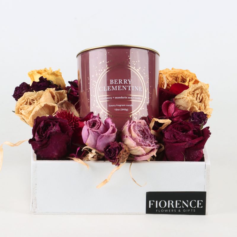 Scented Candle & Dried Flowers Gift Set