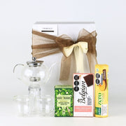 "Imperial Tea & Chocolate" Gourmet Box: Glass Teapot Set & Premium Belgian Treats
