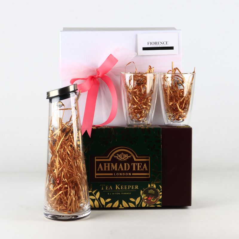 "Ahmad Tea" imported teas with Glass Pitcher and Double-Wall Glass Set by Vivo Villeroy & Boch.