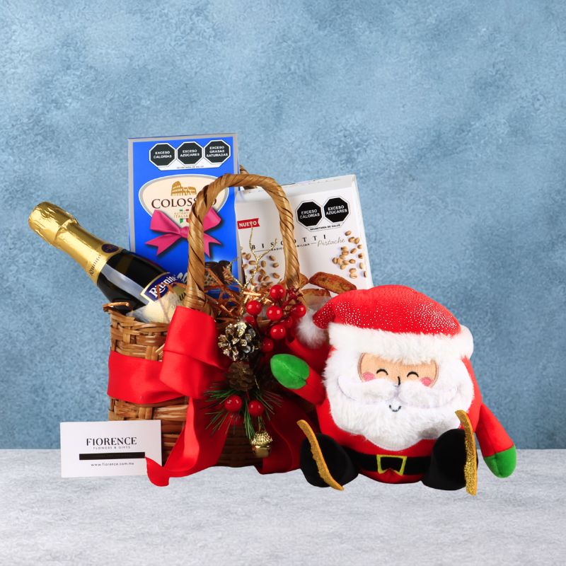 Christmas Gift Basket with Riunite Sparkling Wine and Italian Chocolates