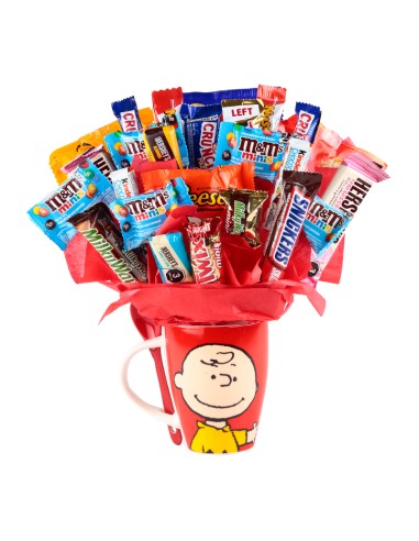 Candy Bouquet in Charlie Brown mug
