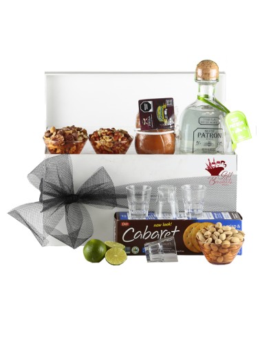 Incredible gift with Tequila Silver Patrón, Cheese and Assorted Snacks