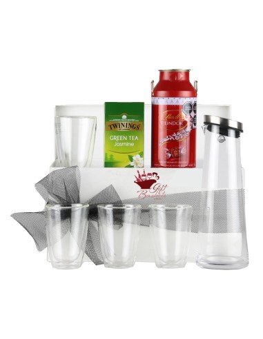 Glass Pitcher with double walled glasses set and Gourmet Products